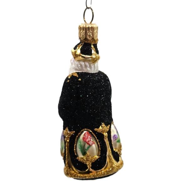 Patricia Breen Miniature Imperial Santa Black Spring Flower Christmas Ornament - Picture 12 of 14